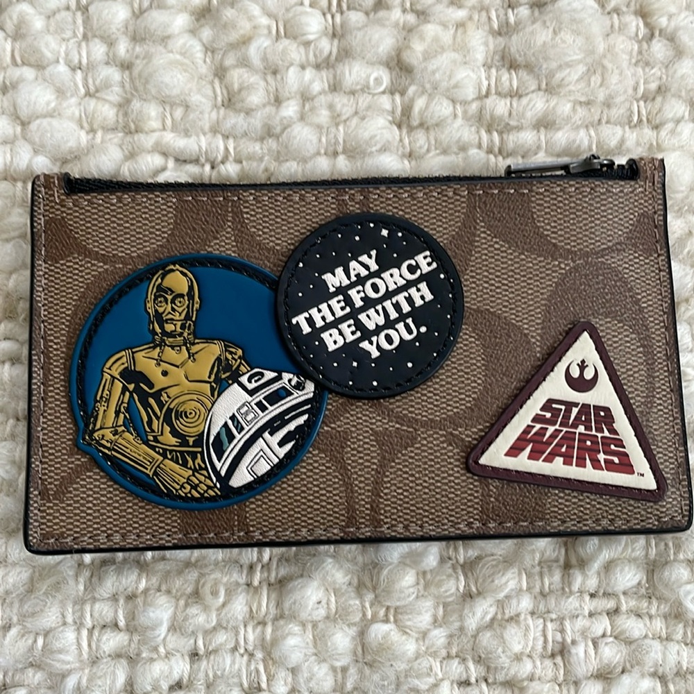 Star Wars X Coach Zip Wallet & Card Case with Patches F89056 NWT